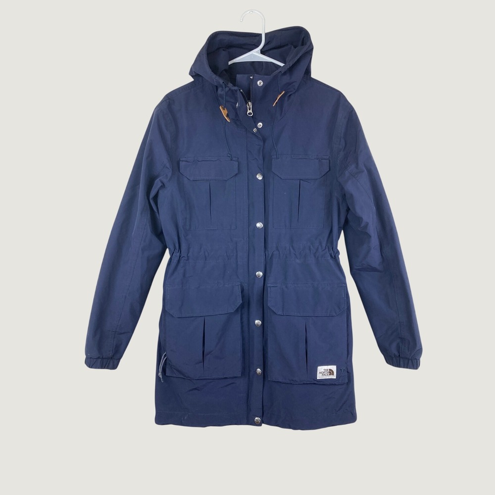 The North Face Dryvent Sz‎ M Waterproof Trench Rain Coat Hooded Cargo Jacket
